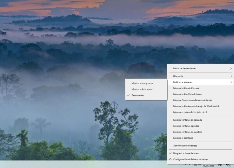 Cómo eliminar el widget del tiempo de la barra de tareas de Windows 10